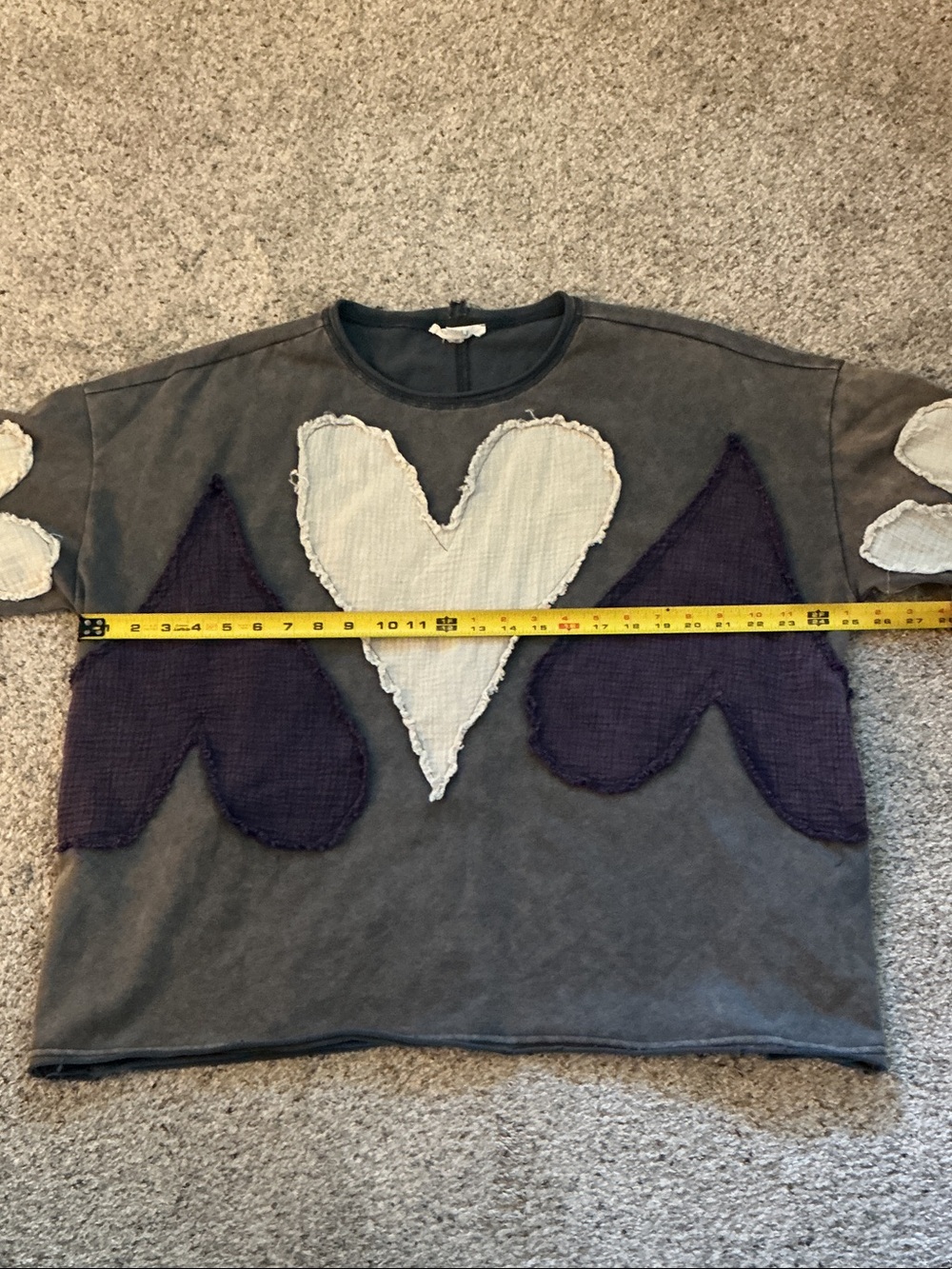 Oli & Hali Gray Tee with Cream and Deep Purple Heart Patches - Picture 10 of 14